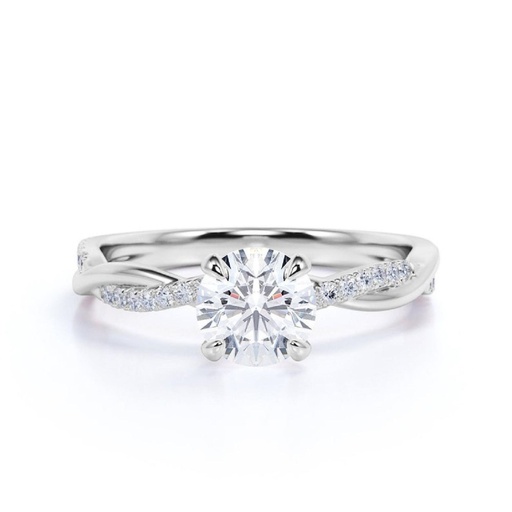 Round Cut Diamond Twisted Engagement Ring for Women