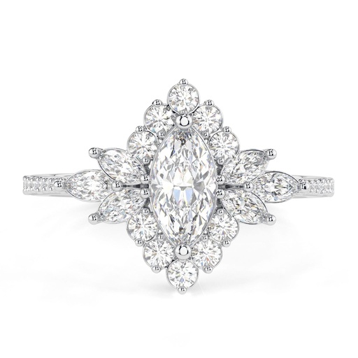 Marquise Cut Diamond Art Deco Anniversary Ring for Women