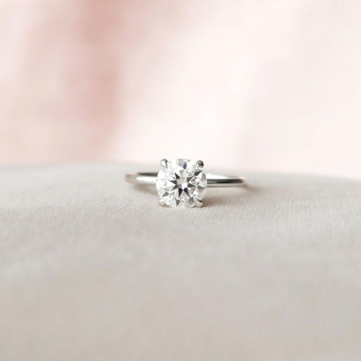 Round Cut Diamond Hidden Halo Engagement Ring for Women