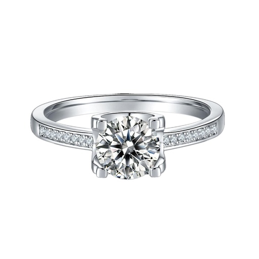 Round Cut Diamond Solitaire With Accent Engagement Ring for Women