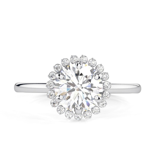 Round Cut Diamond Halo Engagement Ring for Women