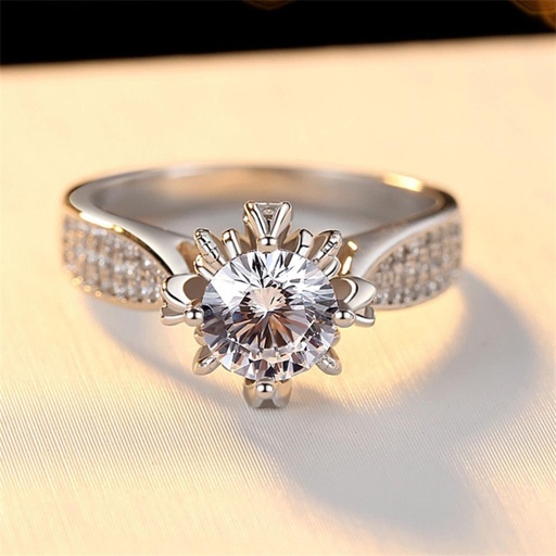 Round Diamond Solitaire With Accents  Engagement  Ring for Her
