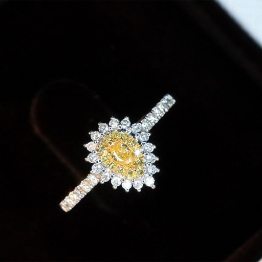 Luxury Diamond Engagement Ring. Genuine Yellow and White Diamond.