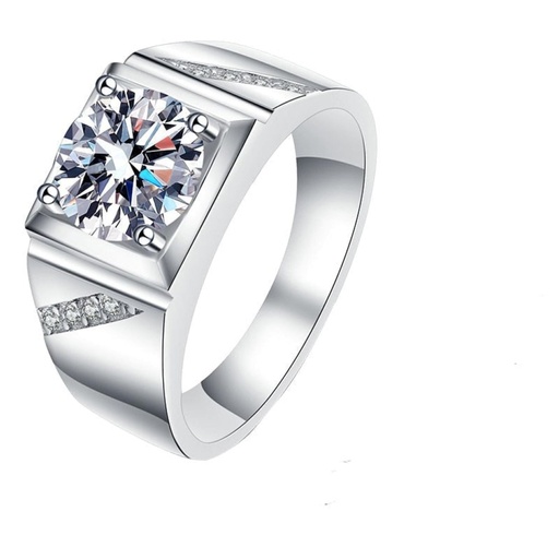 Luxury Men Ring 18K White Gold Plated Silver