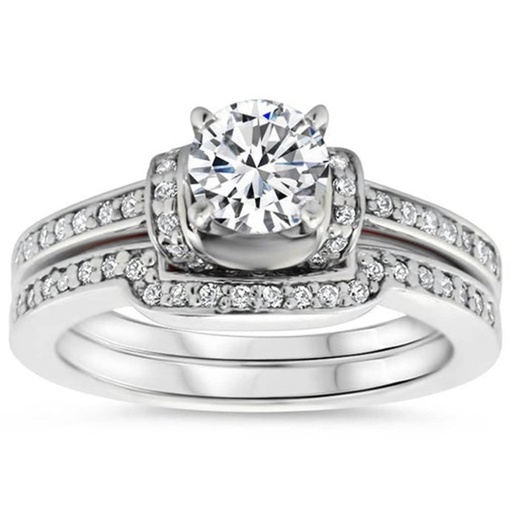 White Round Brilliant Shape Beautiful Ring Set