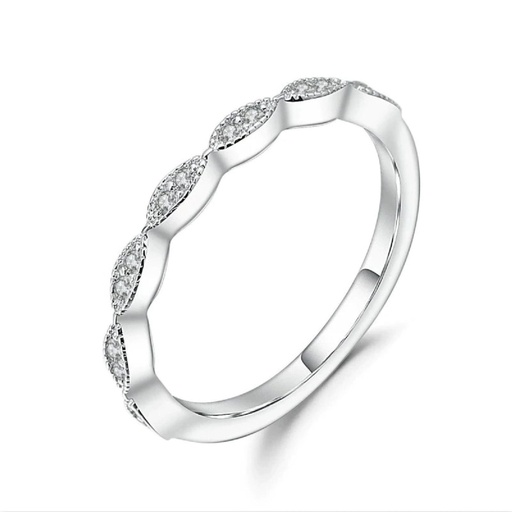 Half Eternity White Round Cut Cubic Zirconia In 925 Sterling Silver Ring For Engagement