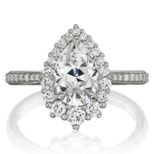 Halo Pear Shape Excellent Cut Engagement Ring For Women