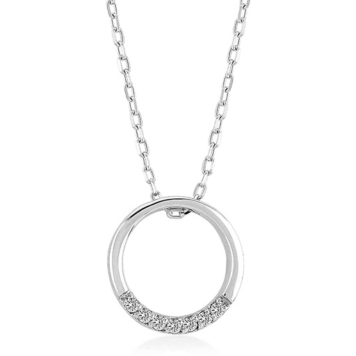Round Brilliant Shape Diamond 925 Sterling Silver Circle Pendant Necklace
