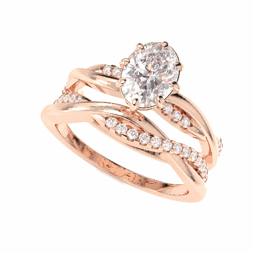 Oval Shape Diamond Twisted Style Bridal Ring for Women