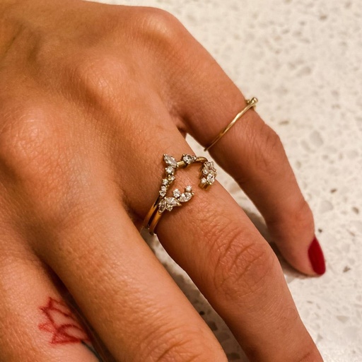 Marquise Round Diamond Band Engagement Ring for Women