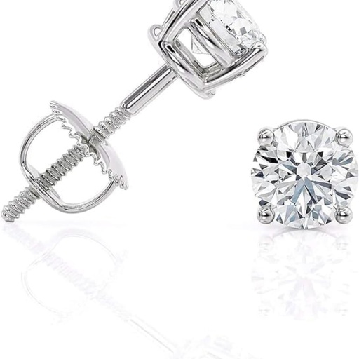 IGI Certified Lab Grown Diamond Stud Earrings for Women I 14k White Gold Earrings I Secure Screw Back Earrings Made in USA by Beverly Hills Jewelers
