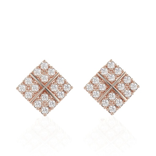  Round Cut  Fancy Stud Earrings, Square Shape Earring, Gift for Anniversary