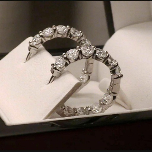 Round Diamond Hoop Earrings For Women