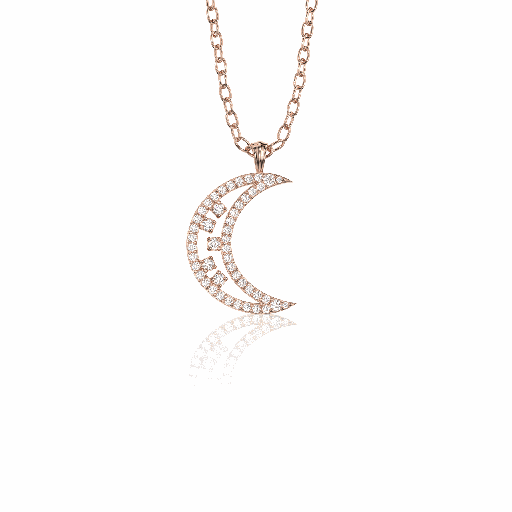 Round Diamond Half Moon Shape Pendant For Women