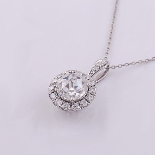 Lab Grown Diamond Halo Wedding Pendant, Round Stone Women's Pendant, Perfect Birthday Gift for Her(Only Pendant)