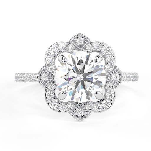 Round Halo Engagement Ring, Vintage Diamond Ring , Unique Ring , Gift For  Engagement Ring, Ring for Her