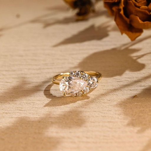 Solid Gold Pear Cut Ring, Ring, Promise Ring, Valentine's Day/ Anniversary/ Birthday Gift for Woman, Wife, Her