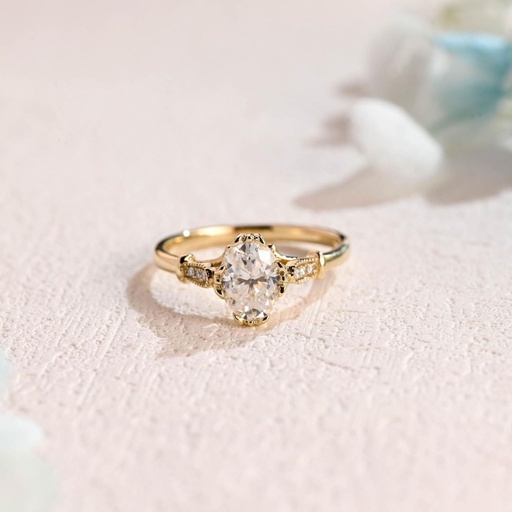 Filigree Oval  Diamond  Ring, Vintage Solid Gold Diamond Proposal Ring, Anniversary/Birthday Gift