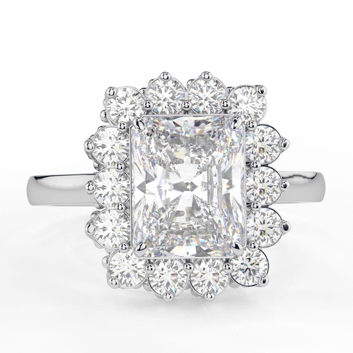 Halo Radiant Cut Engagement Ring, Yellow Gold Radiant  Engagement Ring, Radiant Ring, Anniversary Ring Forever One Radiant 