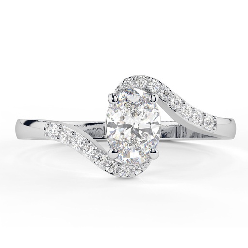Oval Cut Diamond Solitaire With Accents Unique Engagement Ring for Women