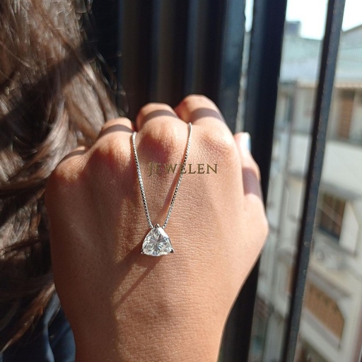 Trillion Cut Moissanite Wedding Pendant, Solitaire Moissanite Pendant, Wedding Pendant, 10K/14K/18K Solid Gold Pendant