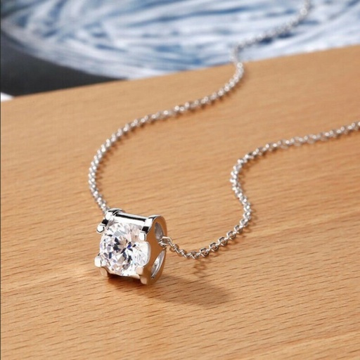 2Ct Round Moissanite Pendant White Gold | Sterling Silver or Rose gold Solitaire Pendant With Free Silver Chain