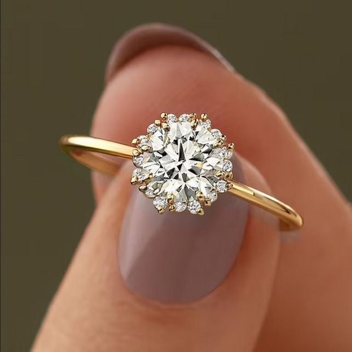 Round Lab Diamond Halo Engagement Ring, Lab Grown Halo Wedding Ring For Her, Anniversary Gift for Her, Certified Diamond Ring