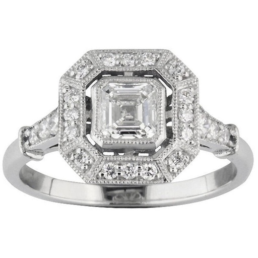 Asscher Cut Lab Created Diamond Halo Engagement Ring, Asscher Lab Grown Diamond Cluster Wedding Ring,14K Solid Gold Ring for Her