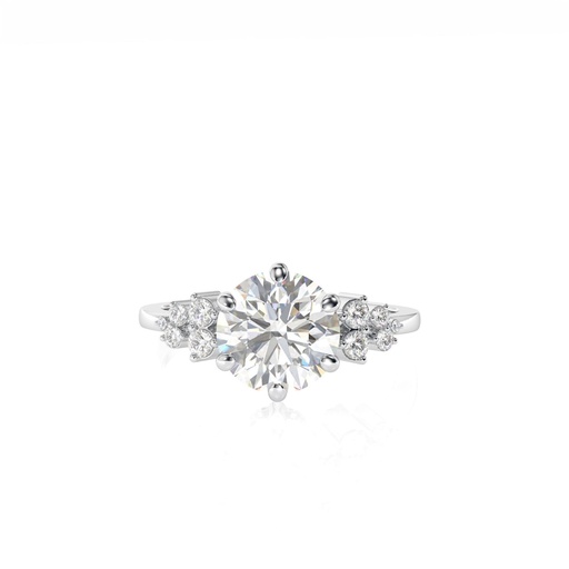 Lab Grown Diamond Cluster Engagement Ring, Round Stone Wedding Ring for Women