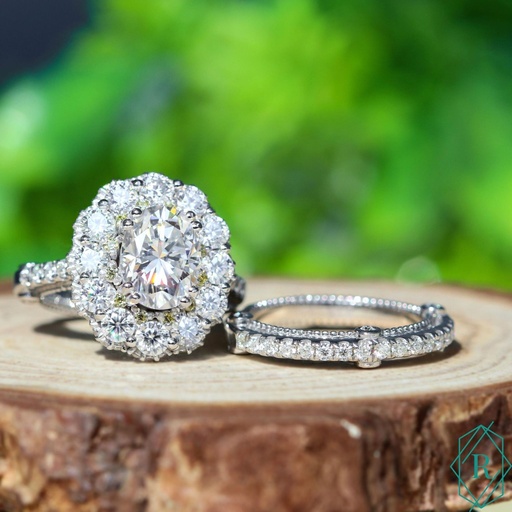 Classic Halo Ring, Oval Cut Colorless Engagement Ring Pave Setting Wedding Ring, Anniversary Gifts For Her, Wedding