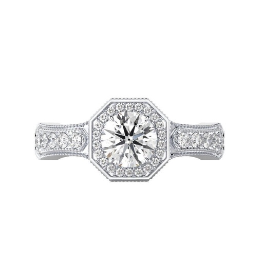 Moissanite Round Engagement Ring for Women 925 Sterling Silver Halo Ring for Engagement Promise or Wedding for Girls or Womens