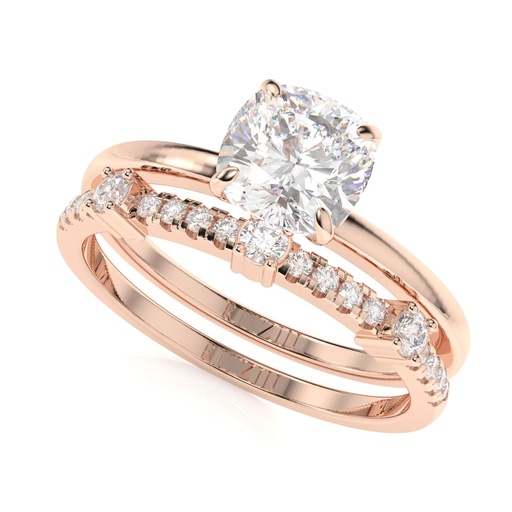 Cushion Diamond Half Eternity Double Band Bridal Set For Women