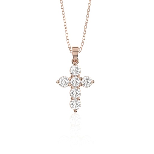 Dainty Round Lab Grown Diamond Cross Necklace Made In 14k Solid White Gold Chain, Anniversary Gift, Birthday Gift For Her