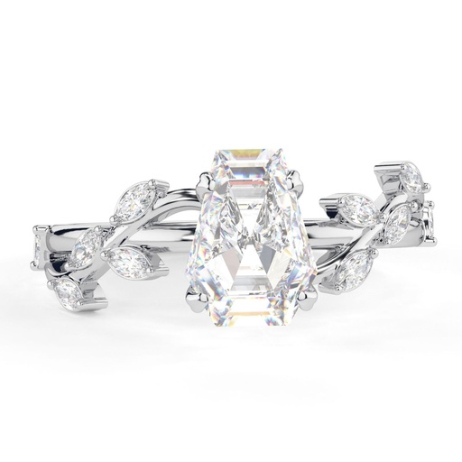 Coffin  engagement ring Unique Yellow gold engagement ring women vintage cluster ring Bridal promise ring Anniversary ring