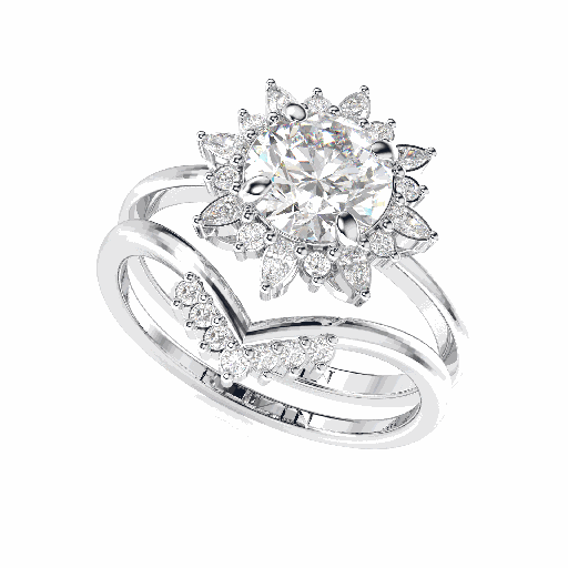 Round Diamond Fancy Bridal Ring for Her