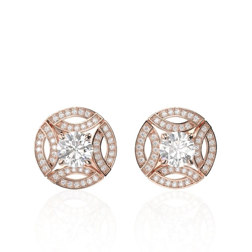 Round Brilliant Cut Stud, Push Back Earrings, 18K White Gold, Stud, Unique Wedding Gift, Top Quality Bridesmaid Gift