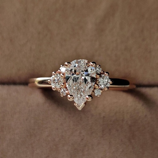 Three Stone Engagement Rings For Women, Pear Cut Moissanite Custom Wedding Rings, 14K Rose Gold 3 Stone Rings, Unique Proposal Ring For Her