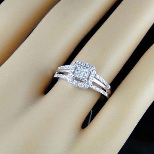 Princess Cut Square Halo Lab Created Diamond Wedding Engagement Beauty Ring &amp; Birthday Gift 18K Gold Plated (925 Sterling Silver)