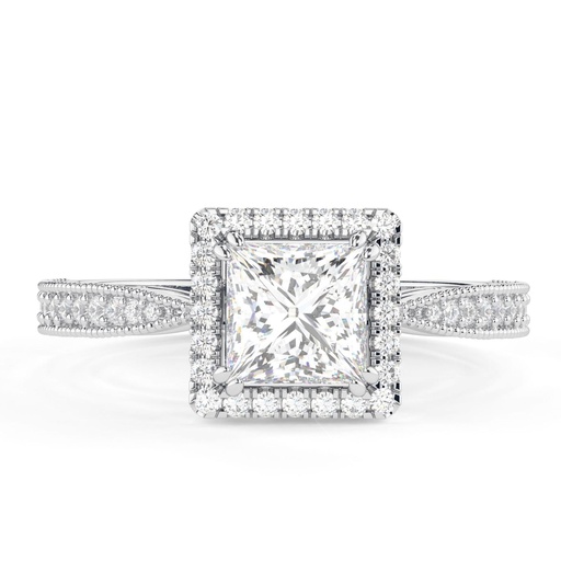 Princess Cut Engagement Ring, 14k Gold Diamond Ring, Princess cut ring Halo Ring for women,