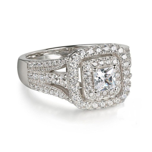 Princess Cut Double Halo | Split shank wedding ring | Princess Cut Moissanite Double Halo Ring | 14K Gold Ring | Engagement Ring