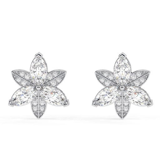 Marquise Cut Diamond Floral Style Earrings For Women