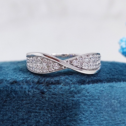 Unique Two Row Pave Set Moissanite Band, Round Brilliant Cut Moissanite Half Eternity Matching Wedding Band, Anniversary Band, Handmade Ring