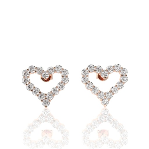 Heart Shape Round Diamond Stud Earring For Women