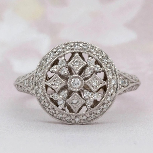 Art Deco Ring Dainty Ring 1920's Ring Moissanite Engagement Ring Halo Wedding Ring Anniversary Ring Unique Promise Ring Sterling Silver Ring