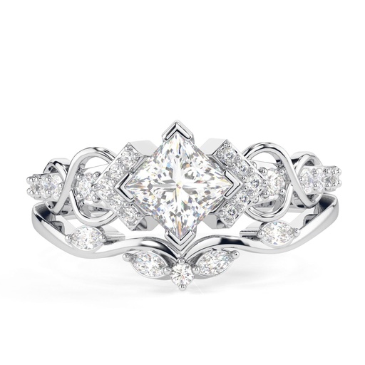 Princess cut Diamond Unique Bridal Set Ring for Women