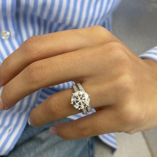 IGI Certified E Color VS1 Clarity Round Cut Lab Grown Diamond Pave Set Engagement Ring, 950 Platinum Bridal Set Ring