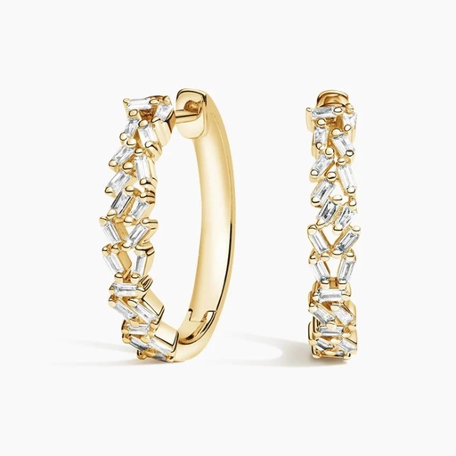 Baguette Cut Diamond Unique Hoop Earrings For Women