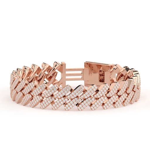 Round Cut Diamond Cuban Link Hip Hop Bracelet For Men