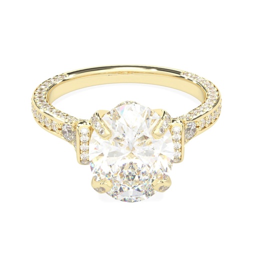 Hidden Halo Oval Cut Engagement Ring, Fine Jewelry, Handmade Jewelry 