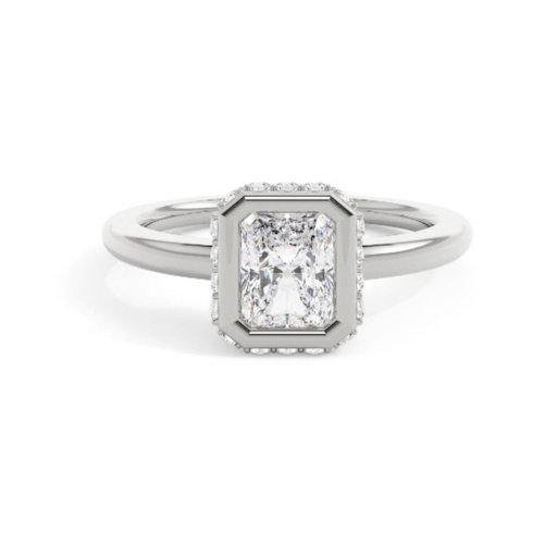 Radiant Cut Hidden Halo Engagement Ring